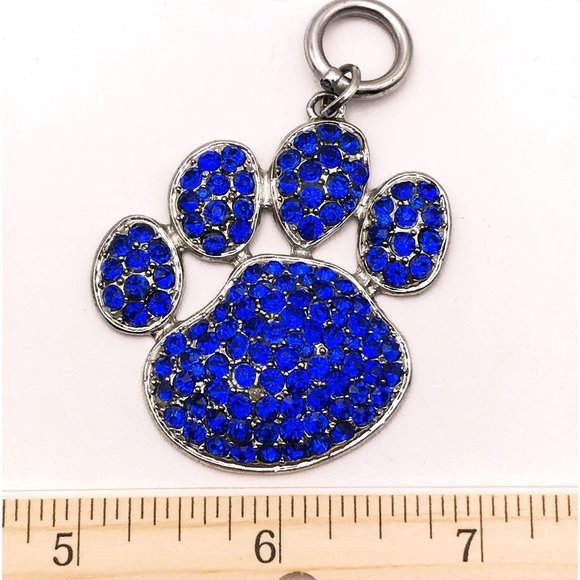 Paw Print Pendant Blue Team Mascot Bulldogs Wolves Cougars Wildcats Dog - Picture 5 of 6